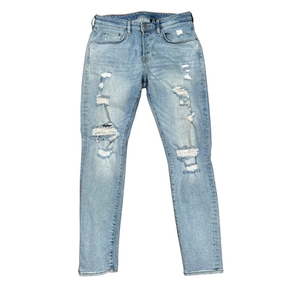 H&M Men’s Light Blue Distressed Skinny Stretch Denim Jeans 34x31 Streetwear